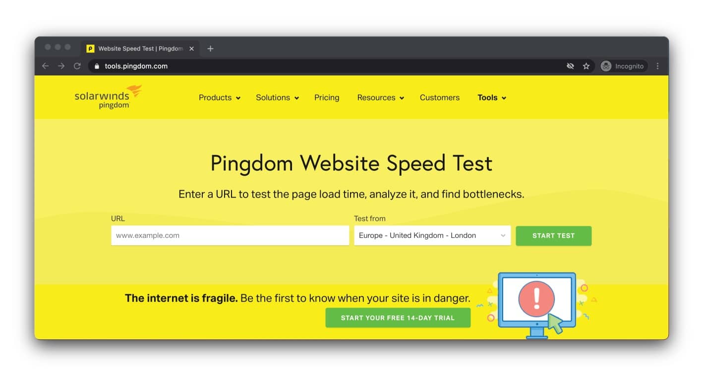 The Pingdom Website Speed Test Tool