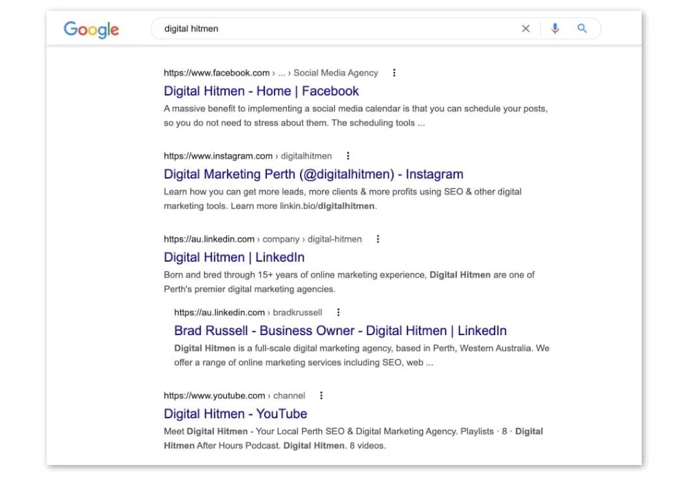 Social media profiles can rank as search terms.