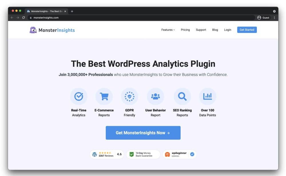 Monster Insights lets you connect with Google Analytics so you can get a picture of how people are finding and using your website.