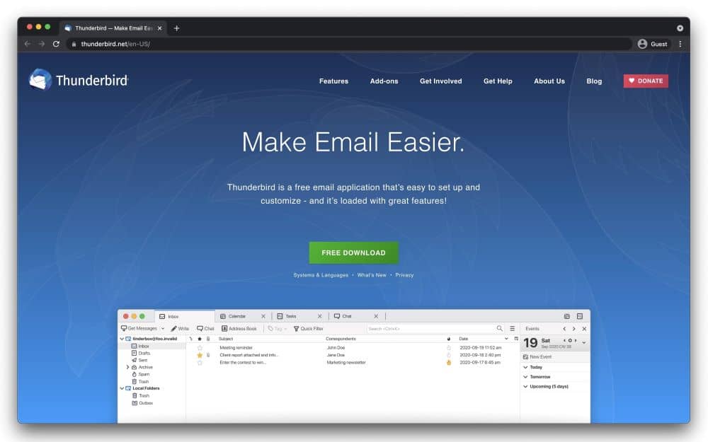 Mozilla thunderbird is one of the best free email clients available.