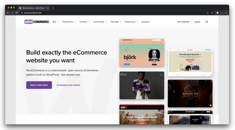 Woocommerce website homepage.