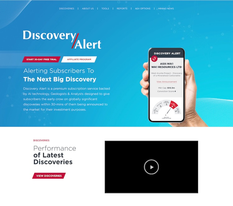 Discovery Alert home page