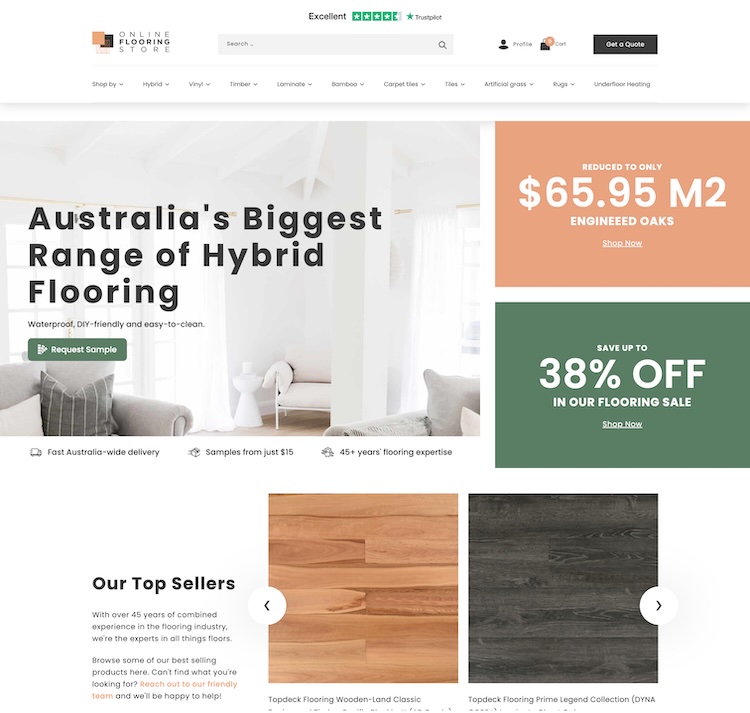 Online Flooring Store home page