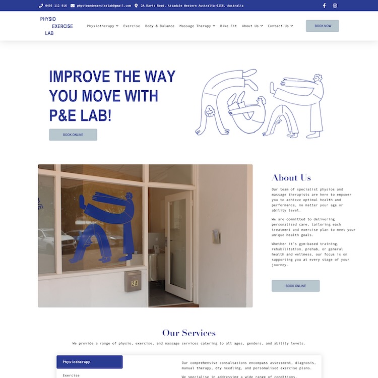 Physio and Exercise Lab home page