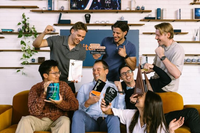 Digital Hitmen team celebrating six Global Search Award nominations