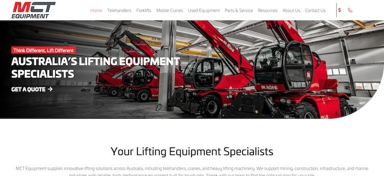 MCT Equipment website