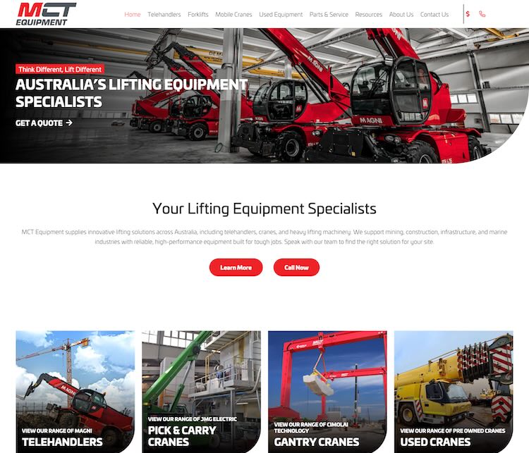 MCT Equipment home page