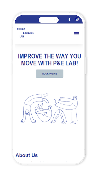 Physio & Exercise Lab website on mobile